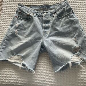 Levi's Light Blue Distressed Jean Shorts